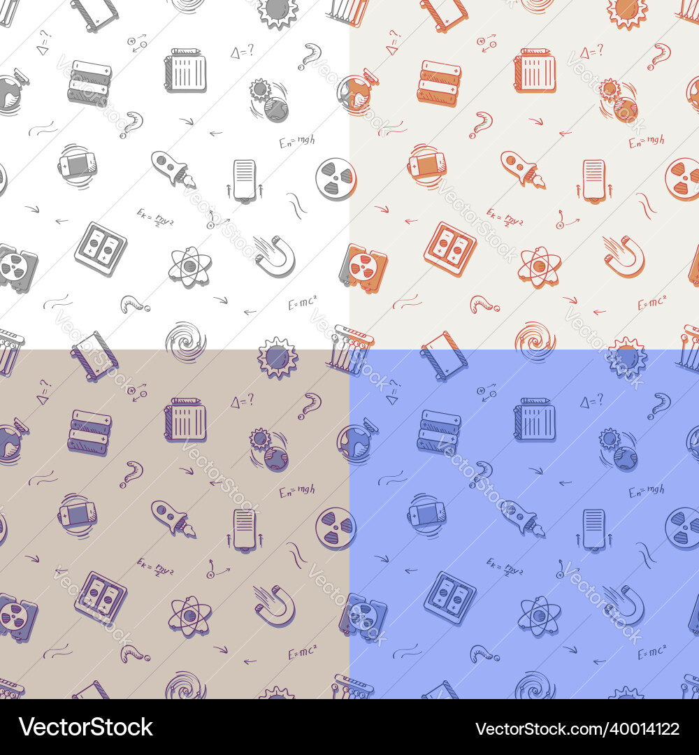 Set of seamless patterns with doodle linear icons Set of seamless patterns with doodle linear icons vector image