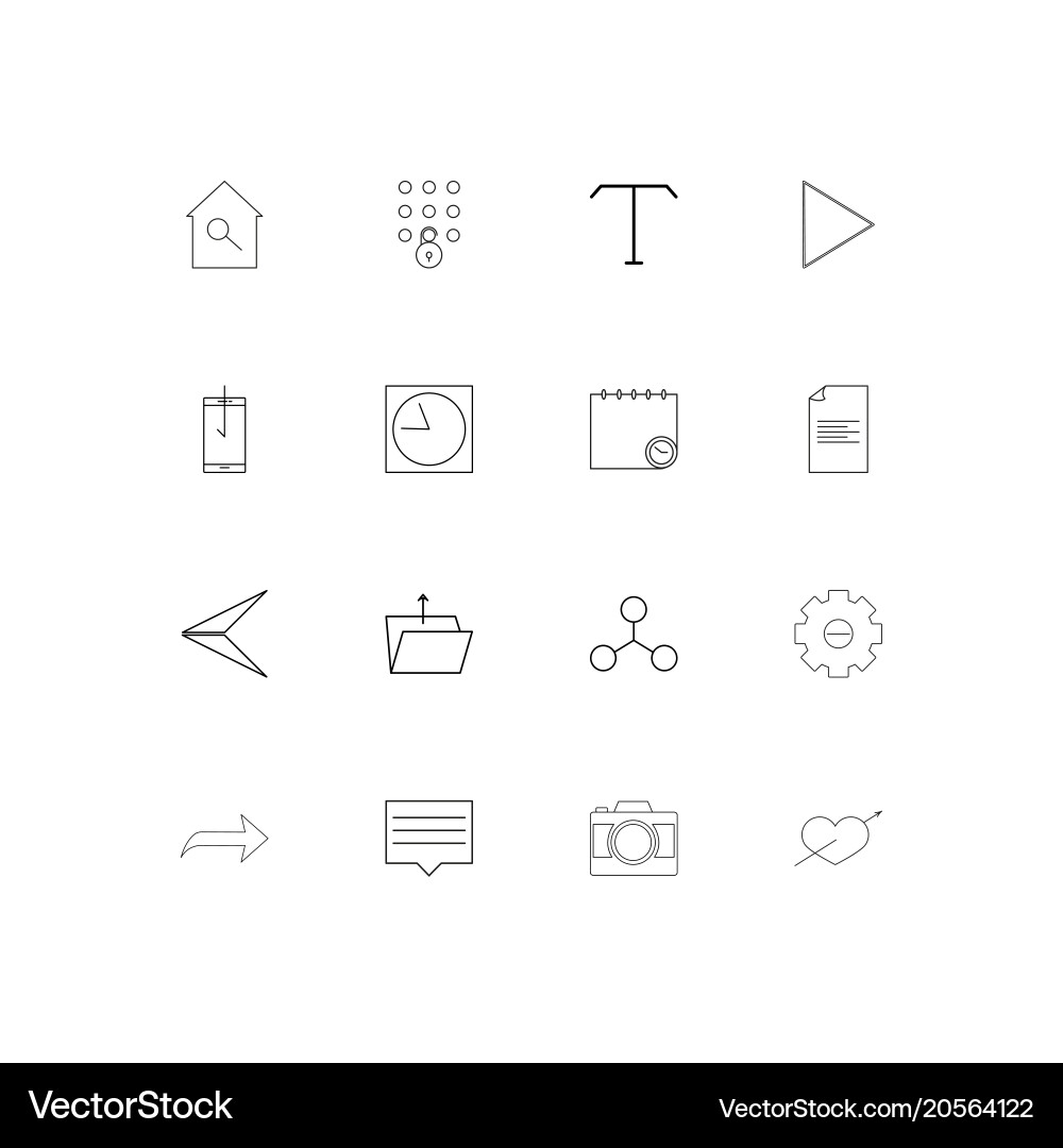 Signs and symbols simple linear icons set vector image