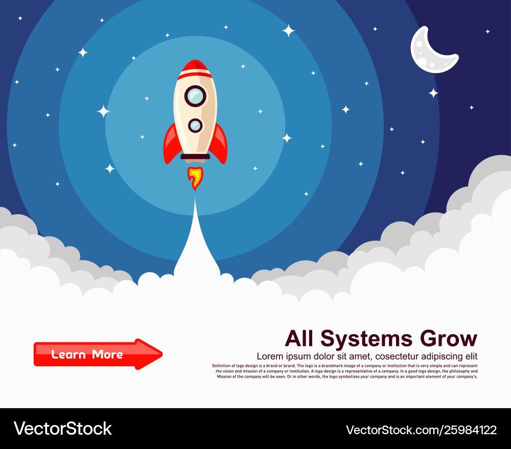 Startup einfache Rakete Webdesign ansprechend Vektorbild