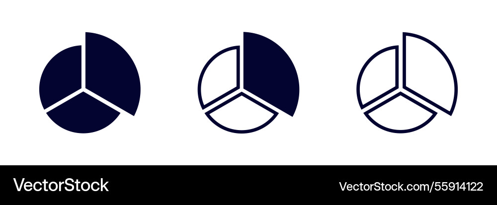 Three circle diagrams with distinct segment vector image