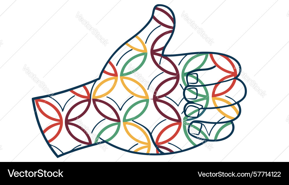 Thumbs up gesture with abstract circular pattern vector image