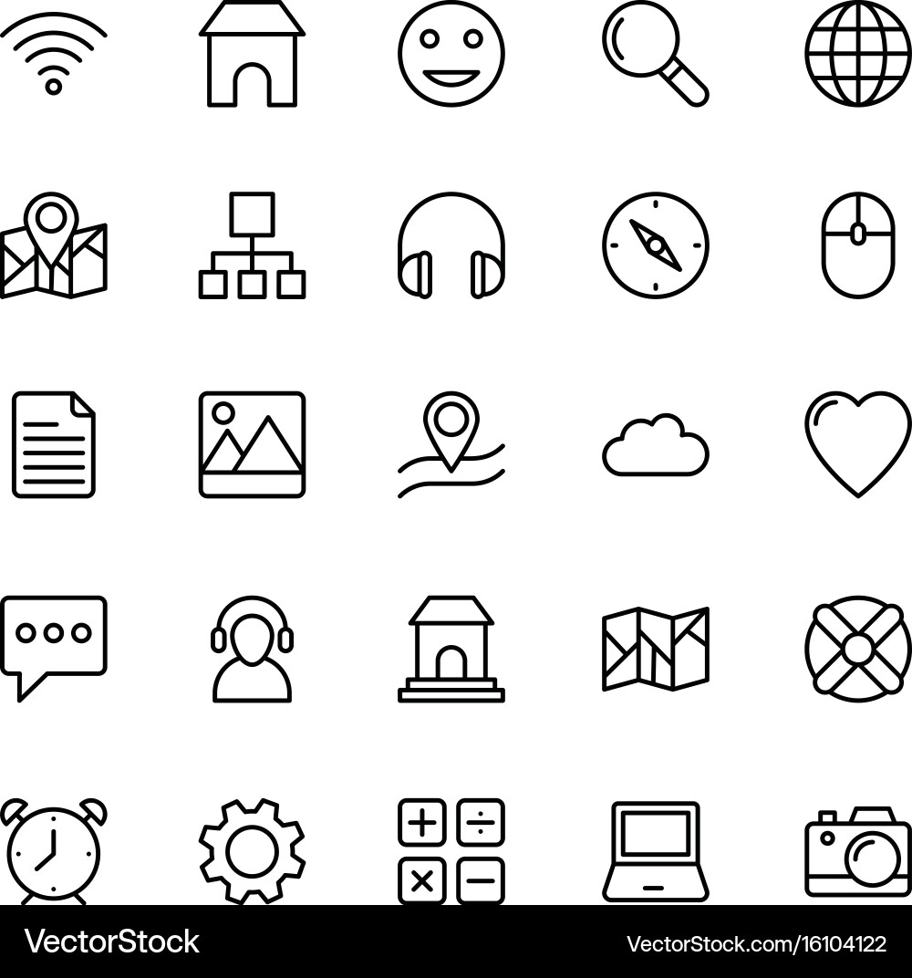 Web and mobile ui line icons 5 vector image