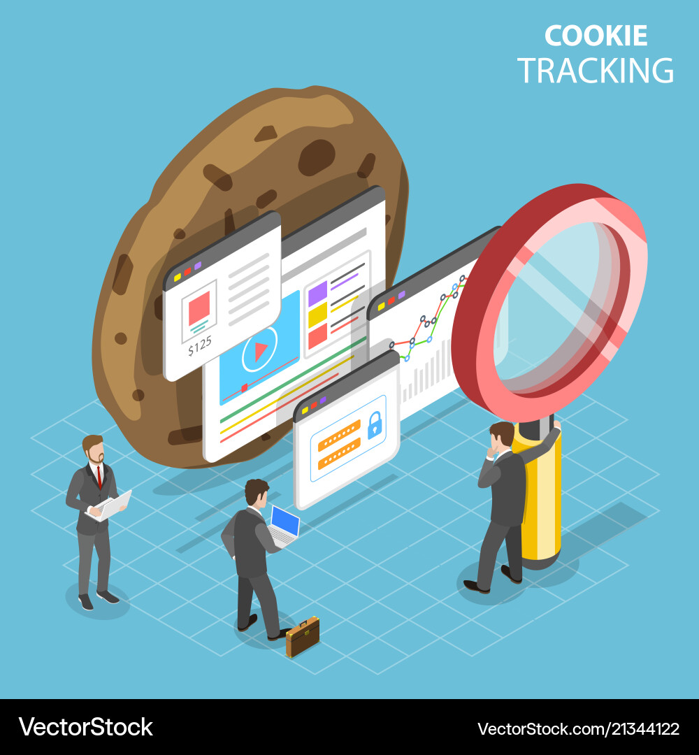 Web Cookie Tracking Isometric Concept Vector Image