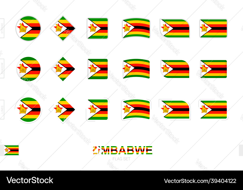 Zimbabwe flag set simple flags of Vector Image