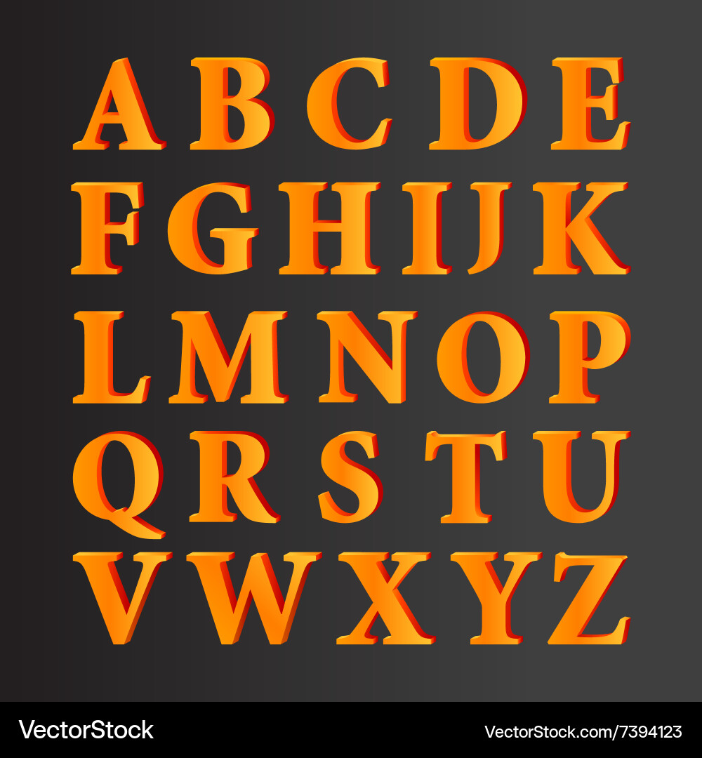 3d alphabet set letters with gradient fill Vector Image
