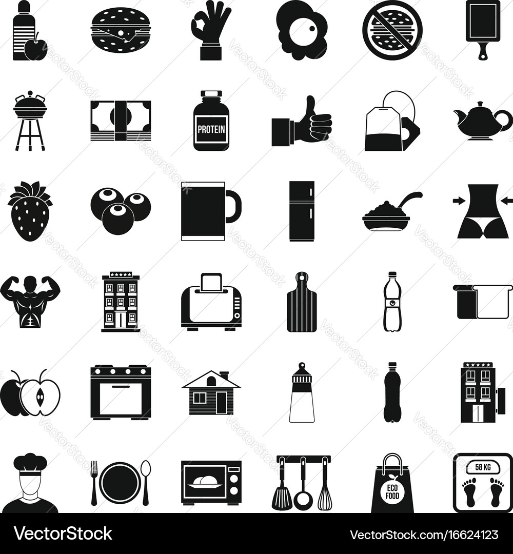 Breakfast icons set simple style Vector Image