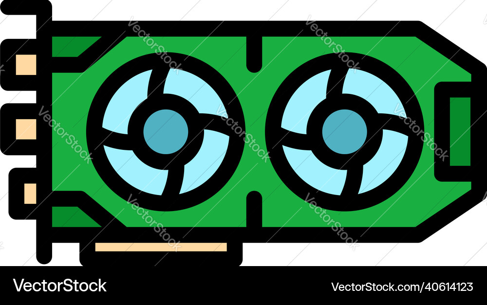 Component gpu card icon color outline Component gpu card icon color outline vector image