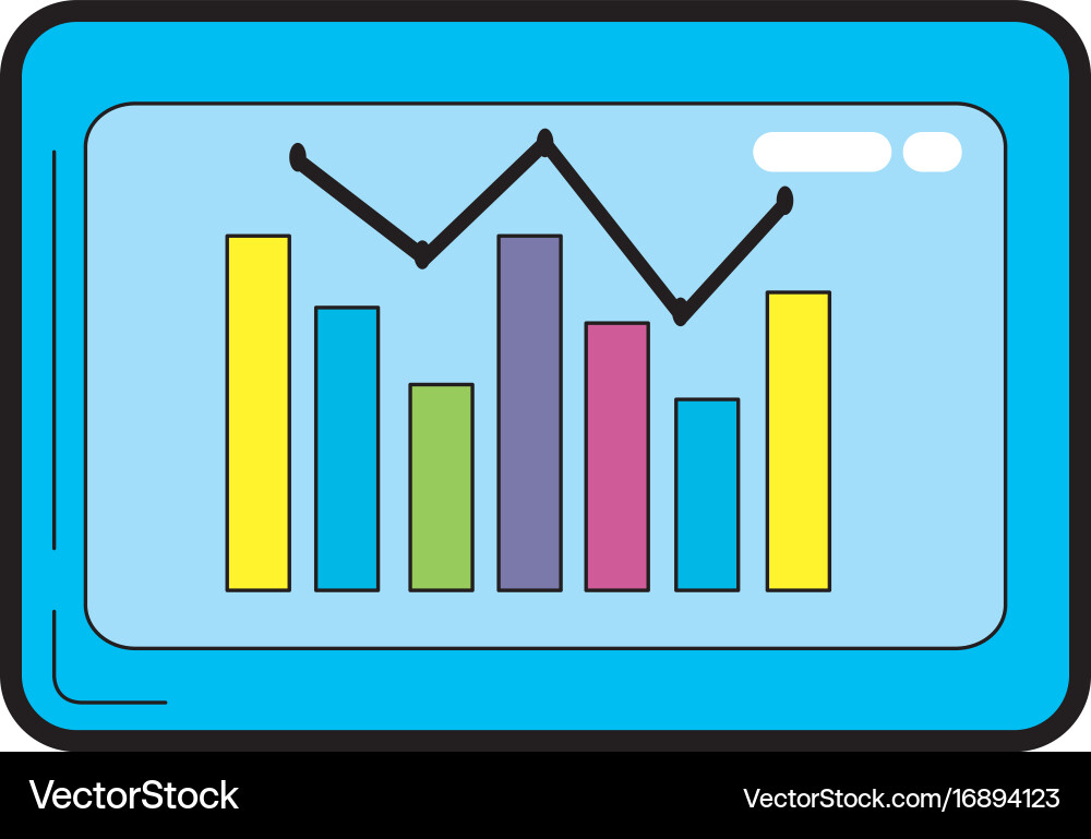 Computer with statistics diagram bar vector image