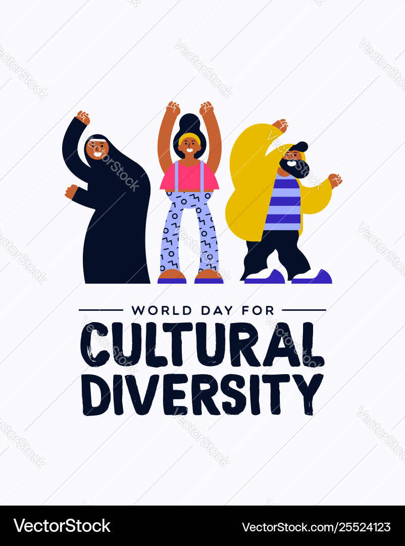 Cultural diversity diverse friend group card Cultural diversity diverse friend group card vector image