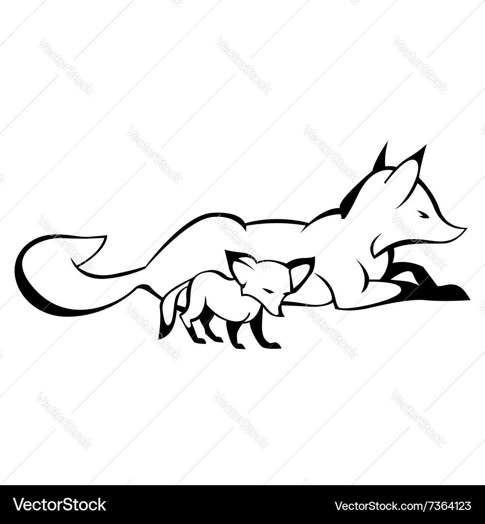 Fox sign in curve lines vector image