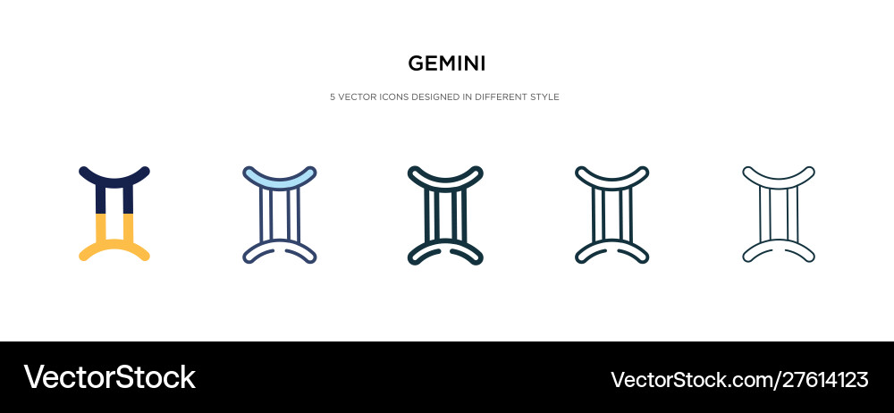 Gemini icon in different style two colored Gemini icon in different style two colored vector image