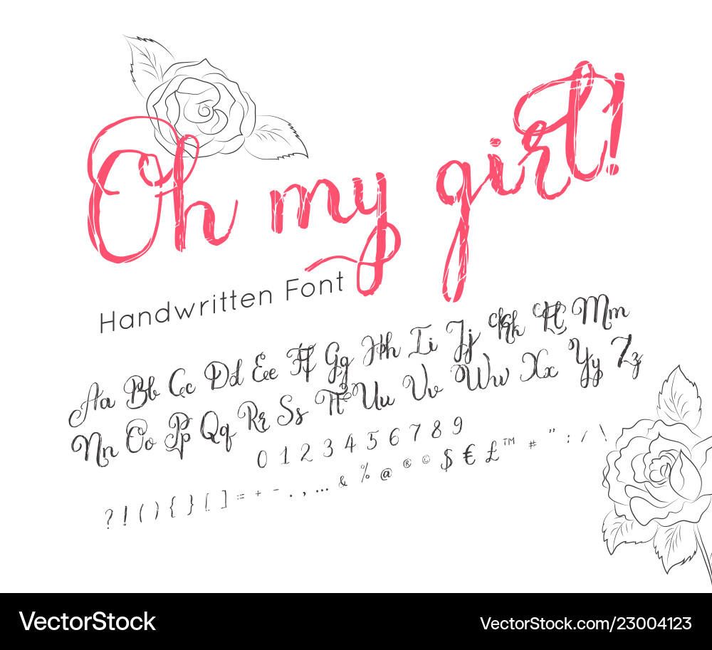 Handwritten alphabet stylish lettering font Handwritten alphabet stylish lettering font vector image