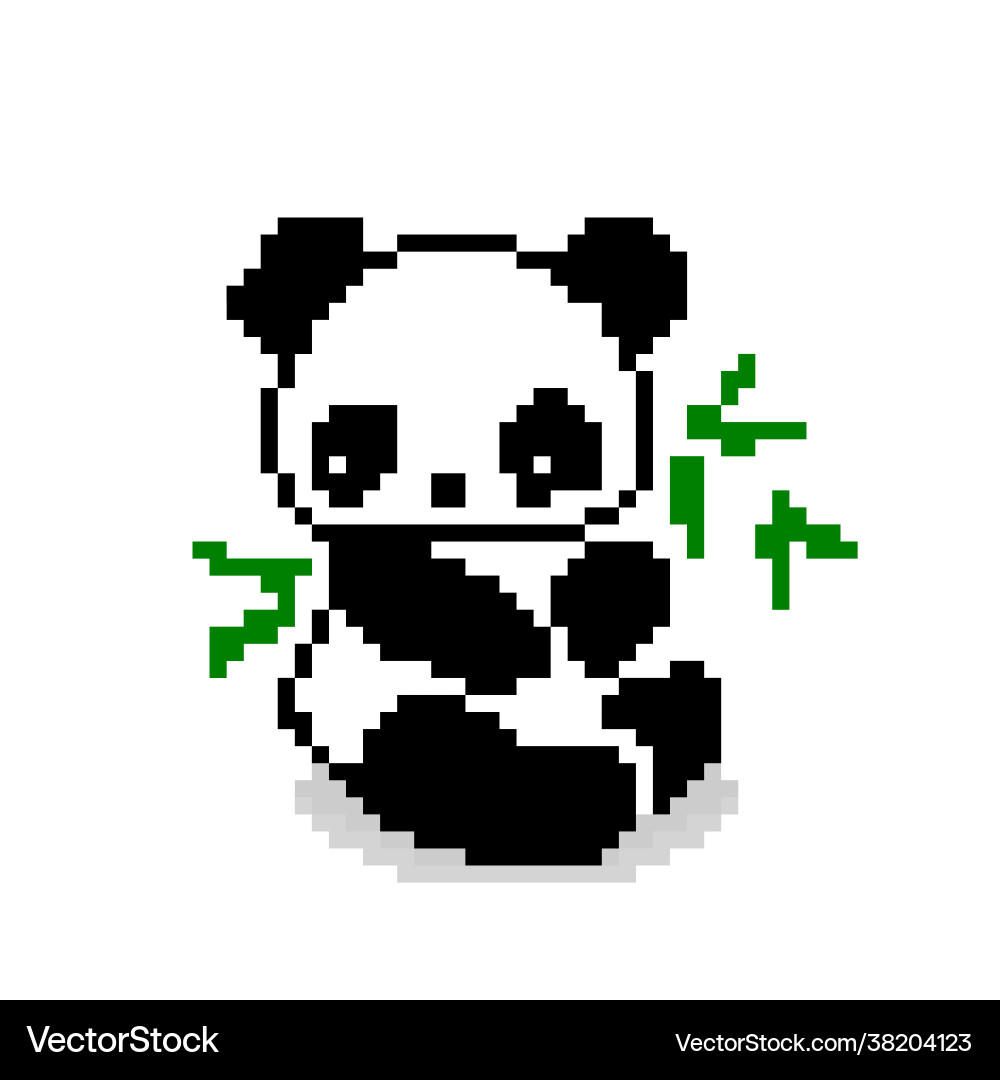 Pixel panda image for 8 bit game assets vector image