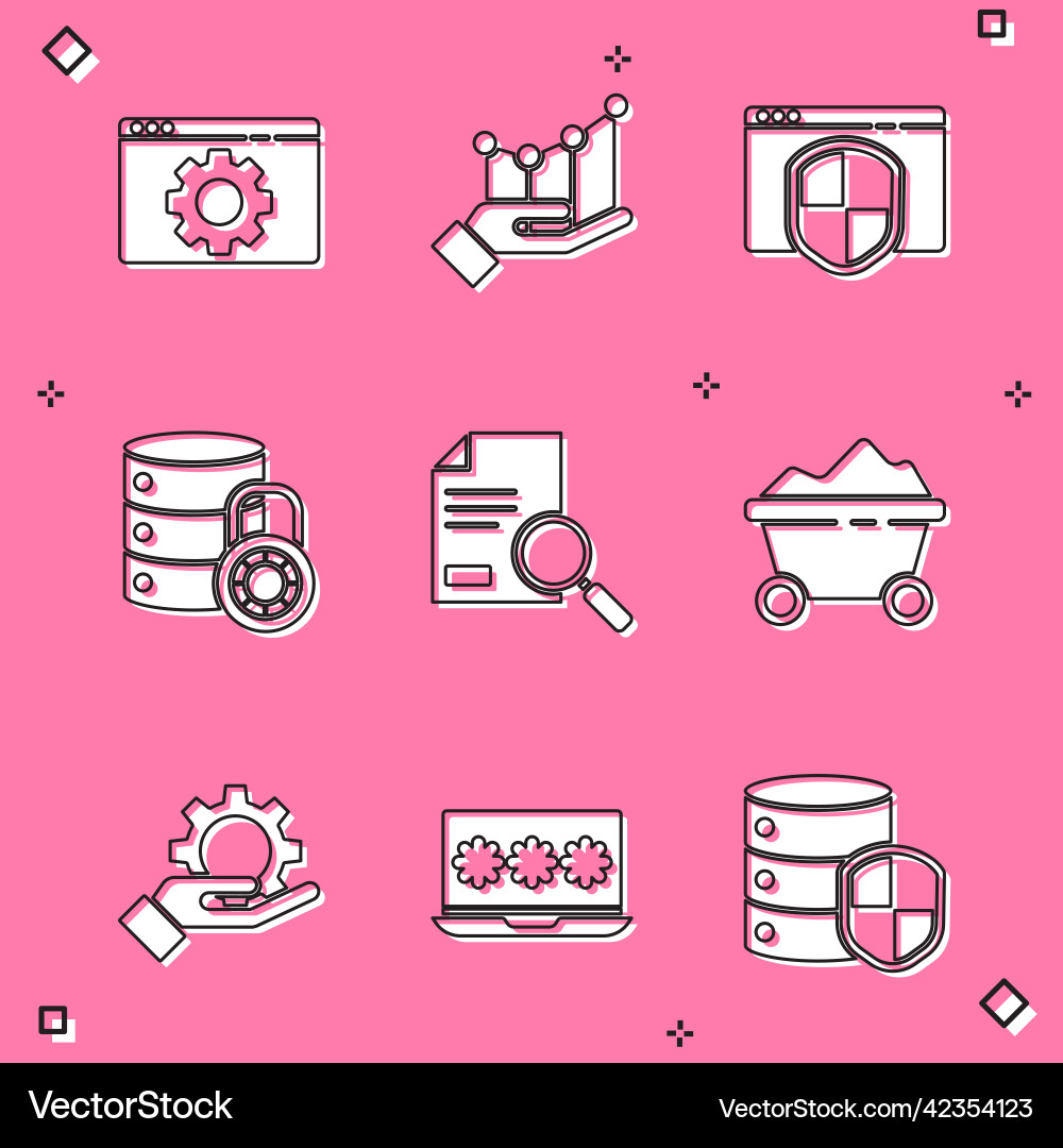 Set browser setting pie chart infographic Set browser setting pie chart infographic vector image