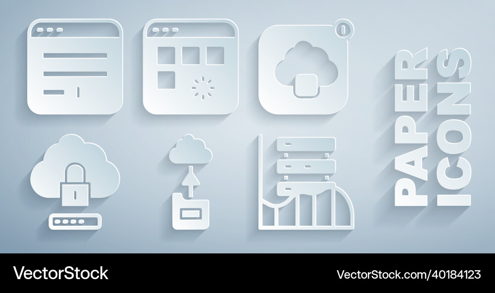 Set cloud technology data transfer computing lock Set cloud technology data transfer computing lock vector image