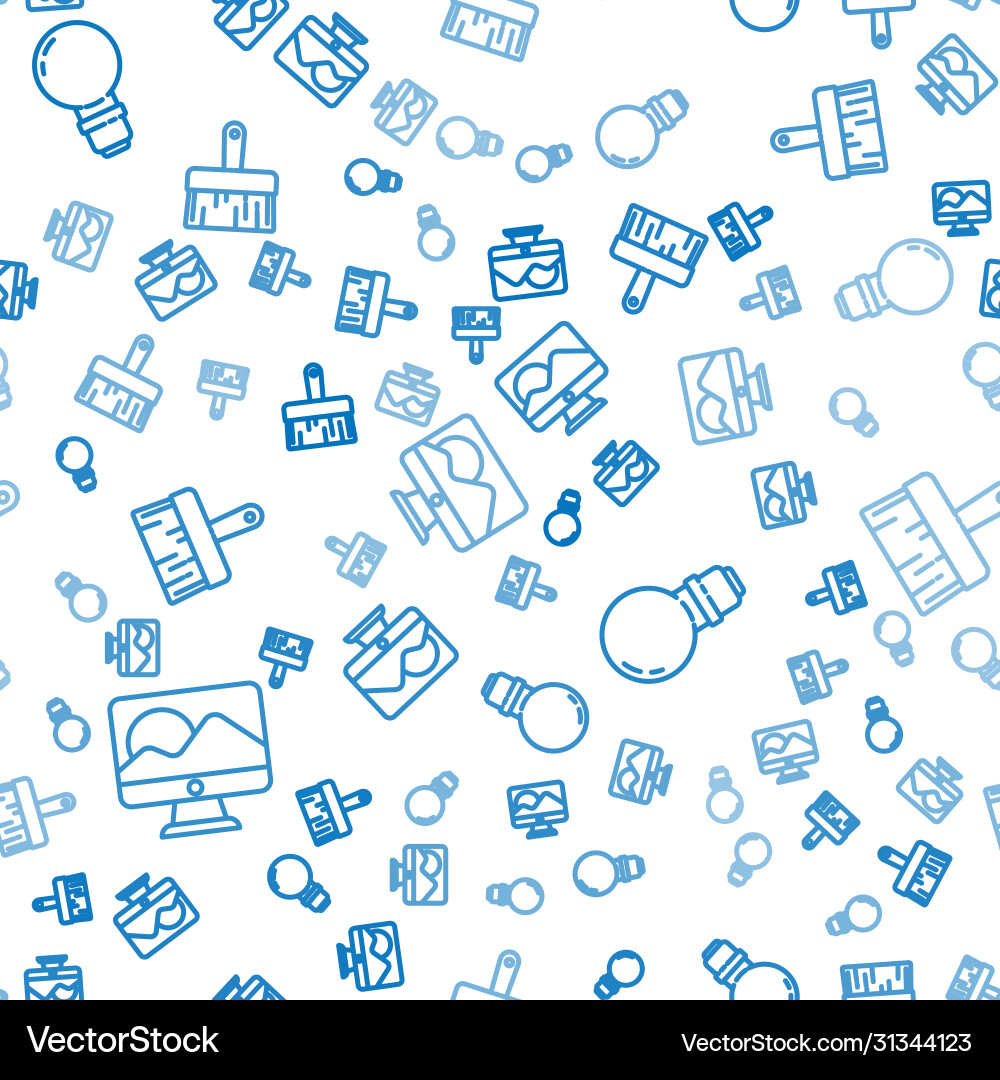 Set line computer monitor screen light bulb Set line computer monitor screen light bulb vector image