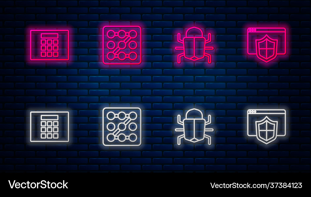 Set line graphic password protection system bug Set line graphic password protection system bug vector image