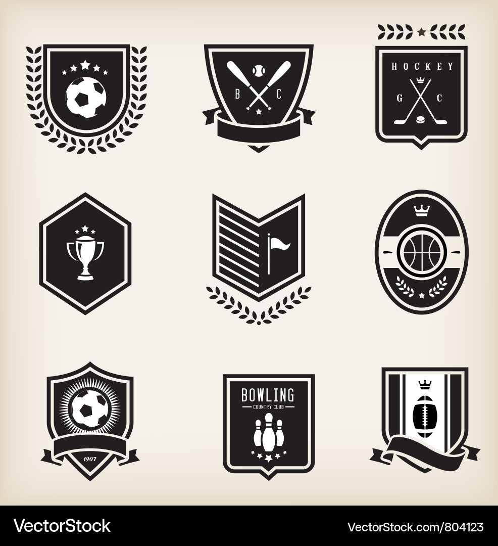 Sport und Team Embleme Vektorbild