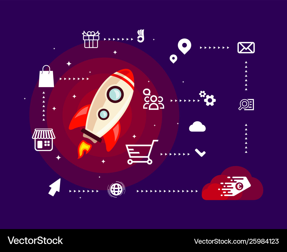 Startup simple rocket web design responsive vector image