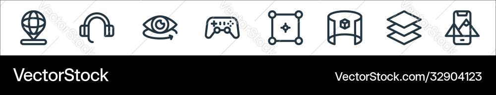 Virtual reality line icons linear set quality Virtual reality line icons linear set quality vector image