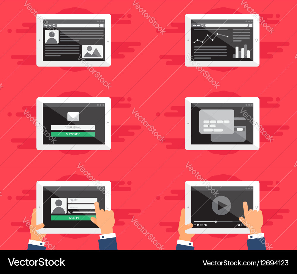 Web template form on tablet vector image