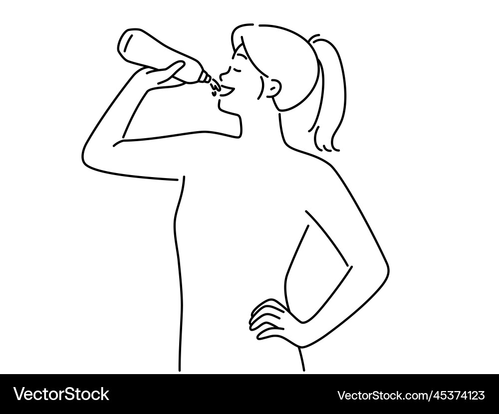 Young woman drinking water for body hydration Young woman drinking water for body hydration vector image
