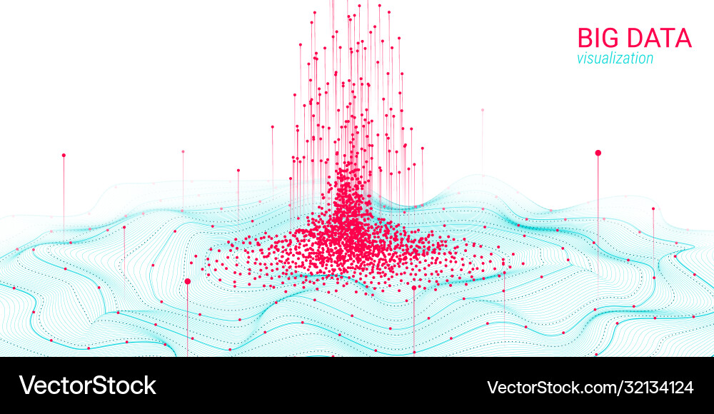 3D Big Data Wave Visualization vector image