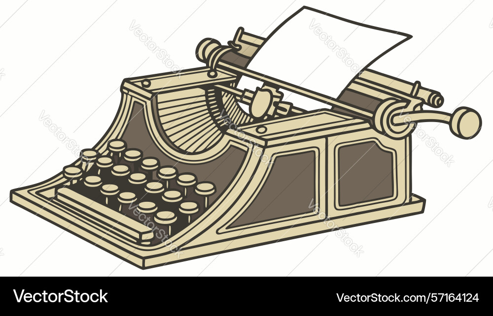 Antique typewriter with visible keys ready vector image