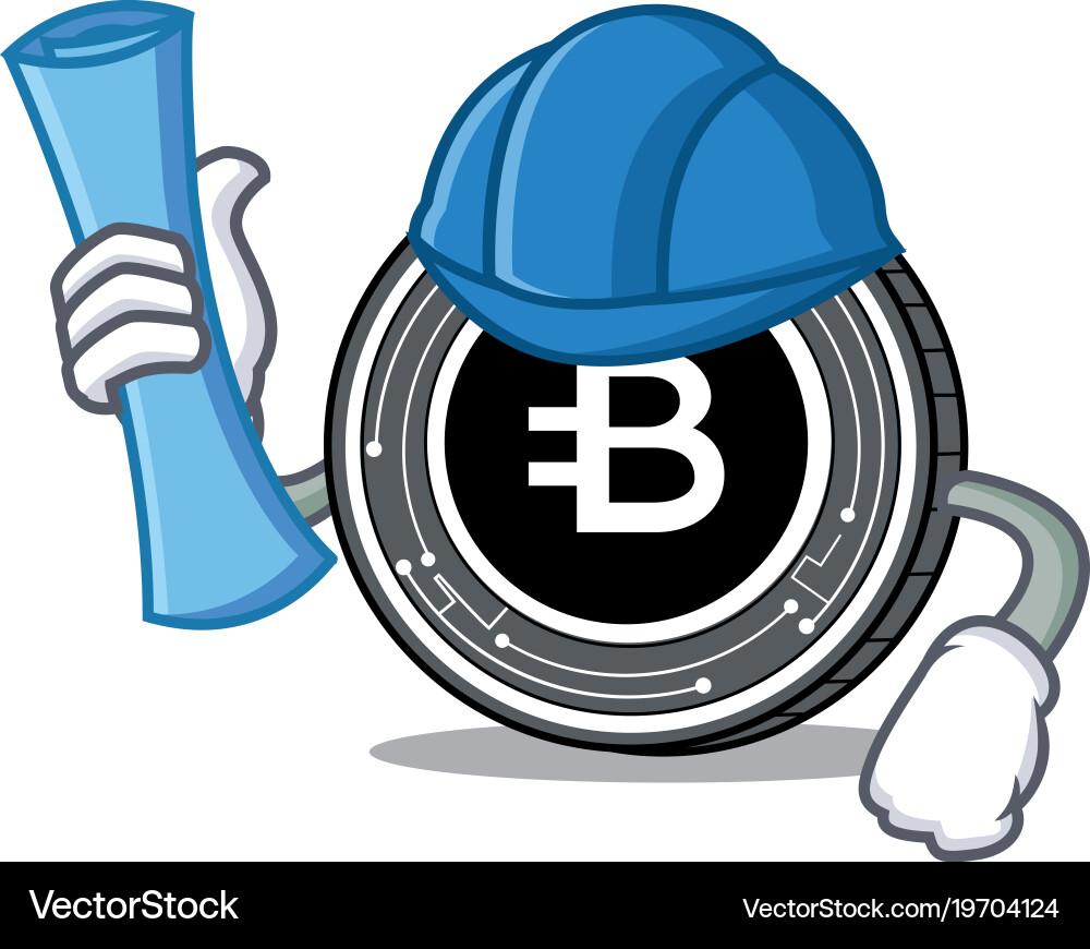 Architect bytecoin coin character cartoon Vector Image