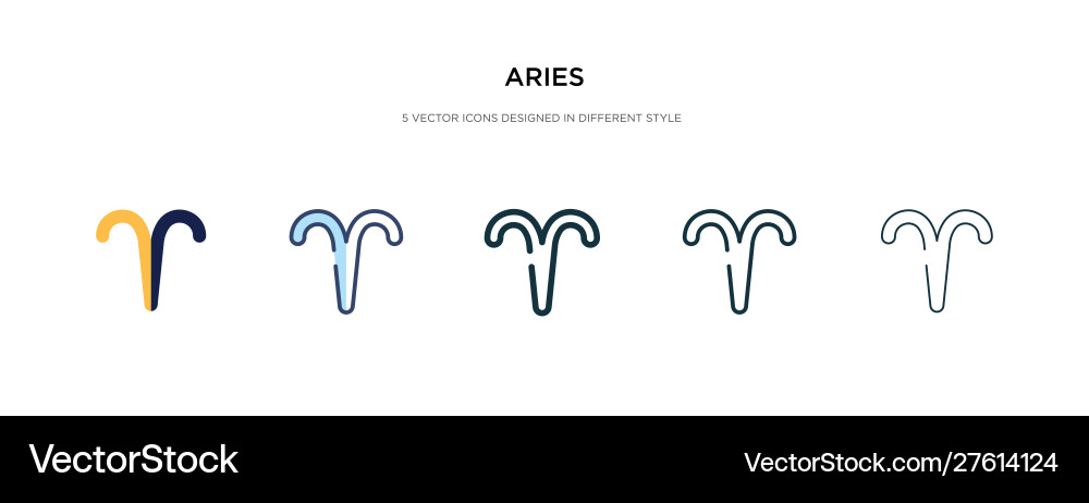 Aries icon in different style two colored vector image