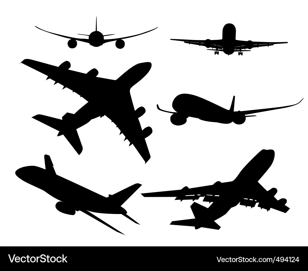 Black Airplane Silhouettes vector image
