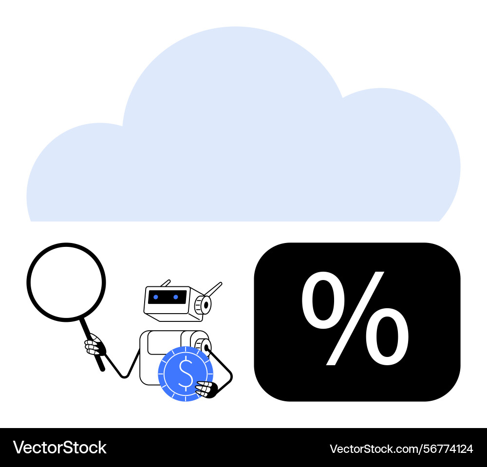 Cloud computing with ai robot analyzing currency Cloud computing with ai robot analyzing currency vector image