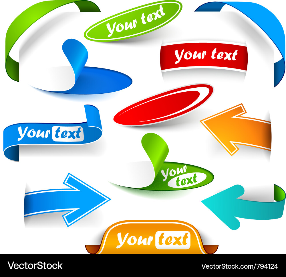 Collection of bookmarks and labels Vector Image