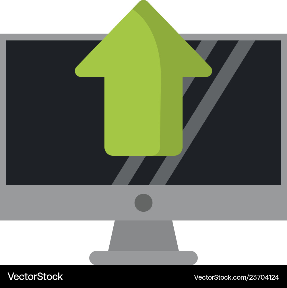 Computer uploading files symbol vector image