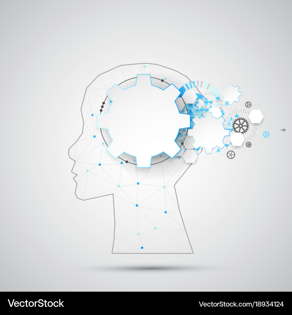 Creative brain concept background with triangular vector image