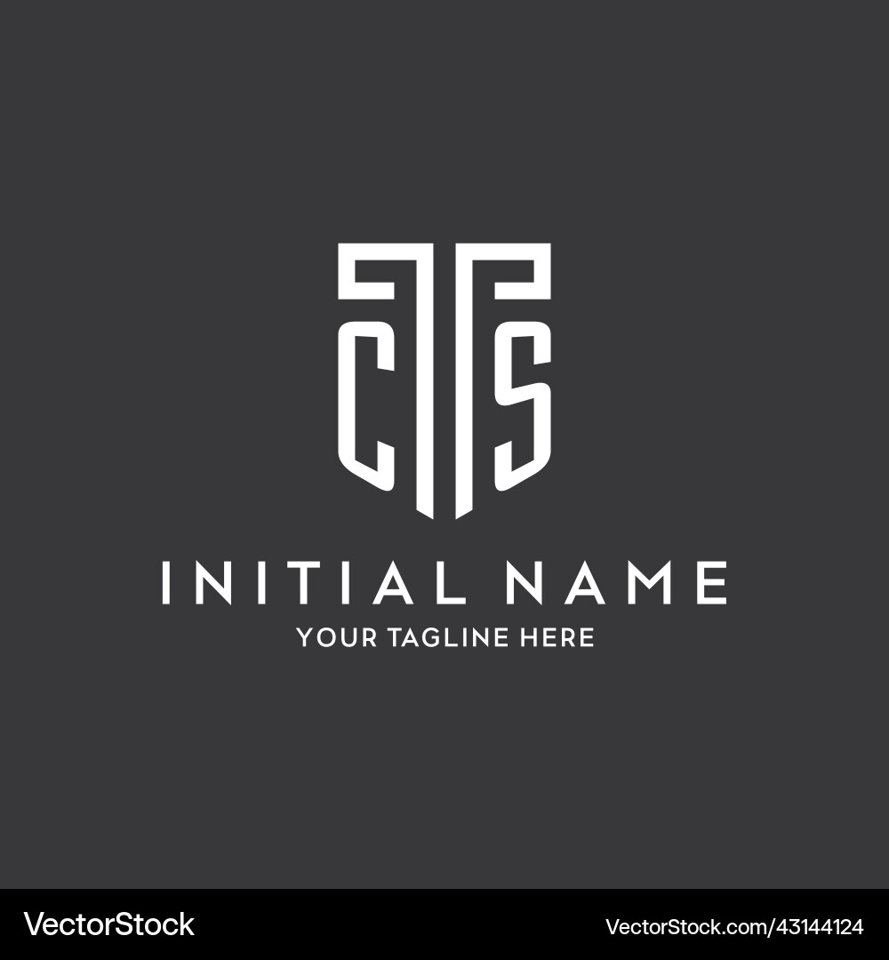 Cs monogram initial name with shield shape icon Cs monogram initial name with shield shape icon vector image
