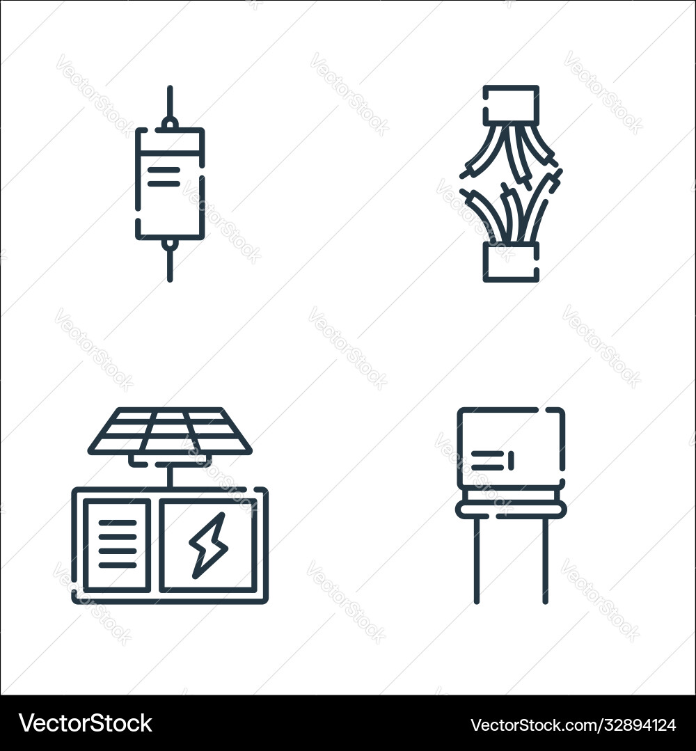 Electrician tools and line icons linear set Electrician tools and line icons linear set vector image