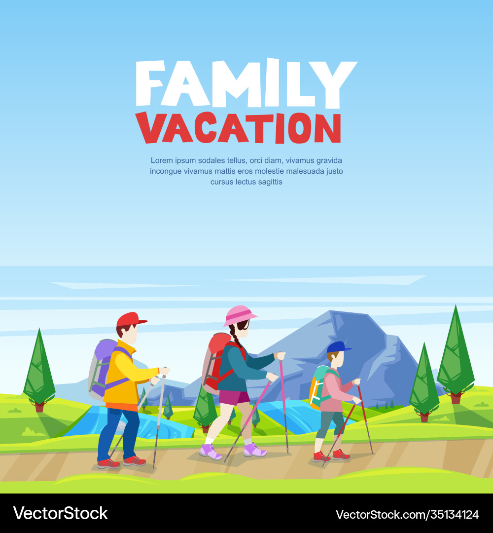 Familienurlaub Wandern und Outdoor-Sport Familienurlaub Wandern und Outdoor-Sport vektorbild
