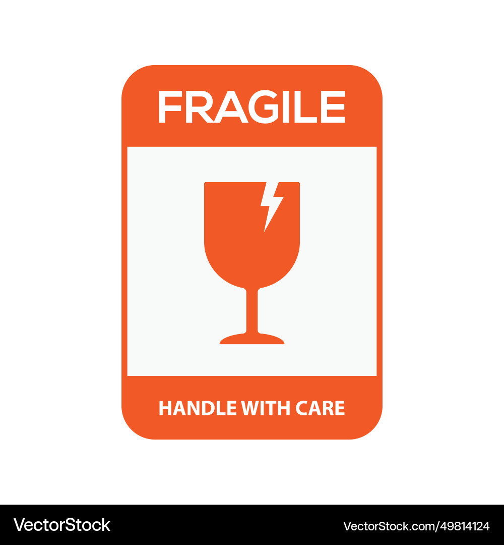 Fragile handle with care or red warning Fragile handle with care or red warning vector image
