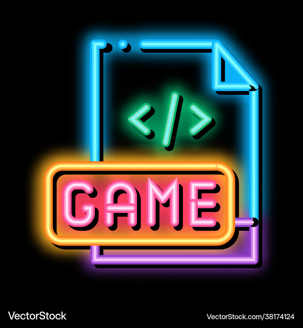 Game development coding neon glow icon Vector Image