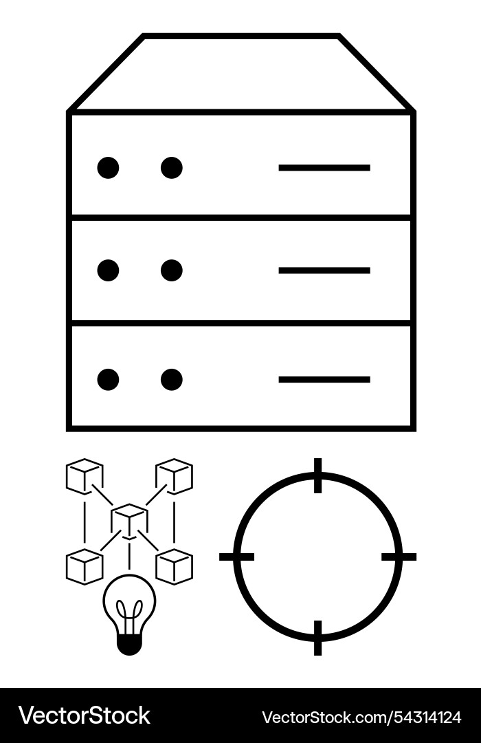 Graphic representation of a server rack network Graphic representation of a server rack network vector image