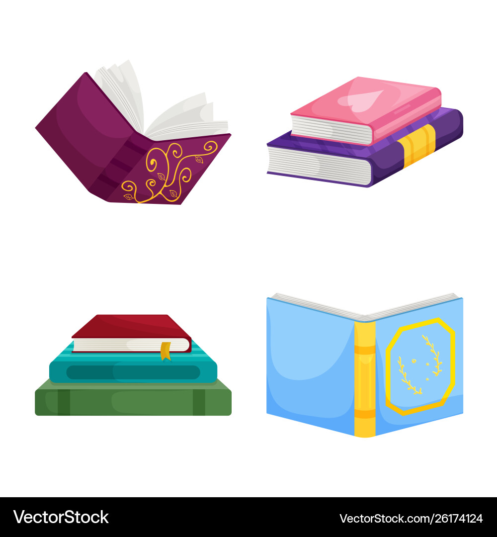 Isolated object library and bookstore sign set Isolated object library and bookstore sign set vector image