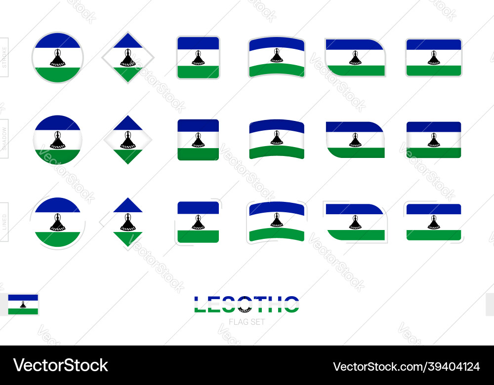 Lesotho flag set simple flags of Lesotho flag set simple flags of vector image