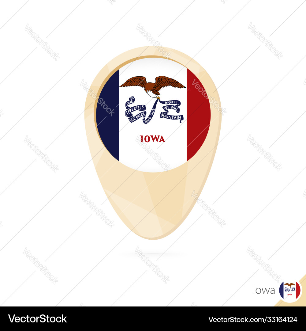Map pointer with flag iowa orange abstract Map pointer with flag iowa orange abstract vector image