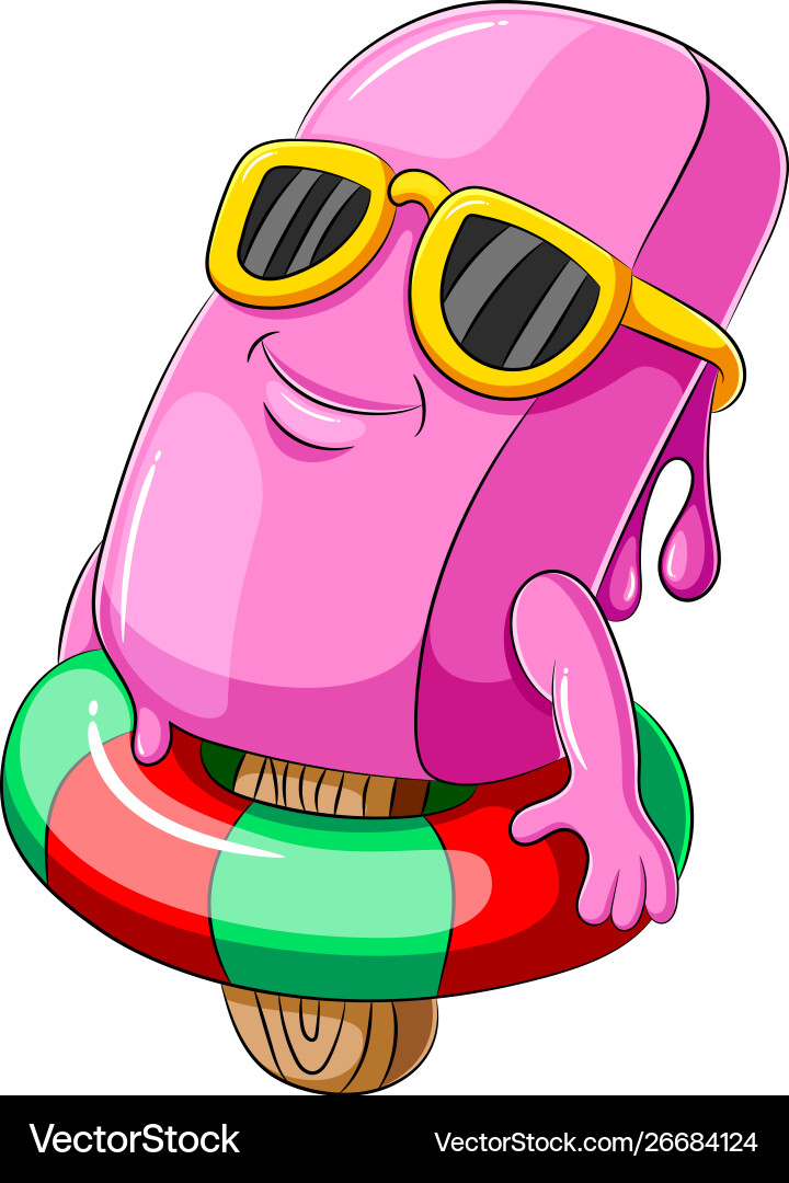 Pink Ice Cream with Pool Float Vector Image