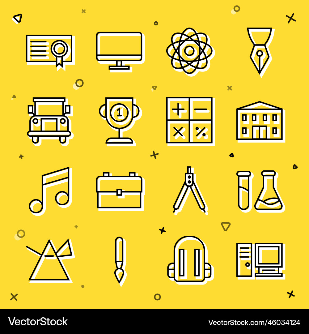 Set line computer monitor test tube and flask Set line computer monitor test tube and flask vector image