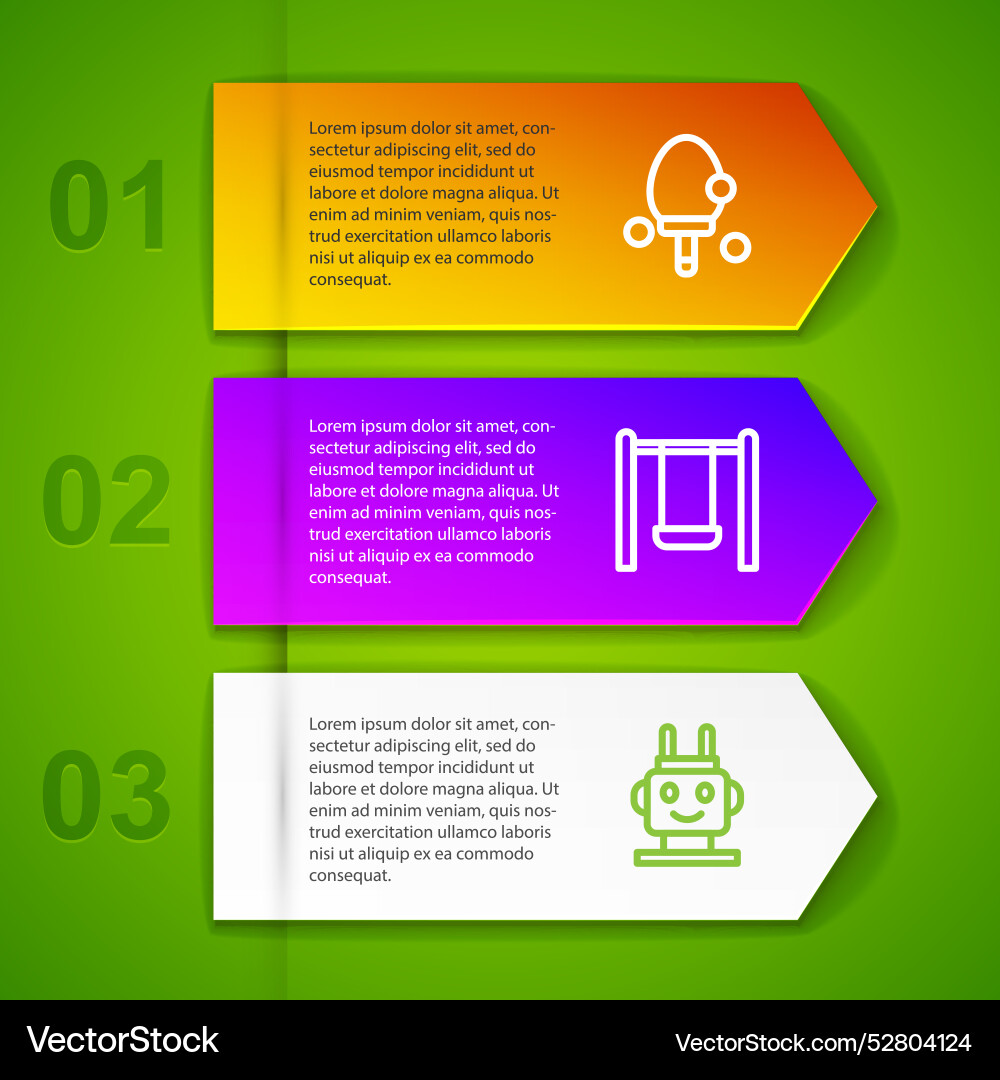 Set line racket swing and robot toy business Vector Image