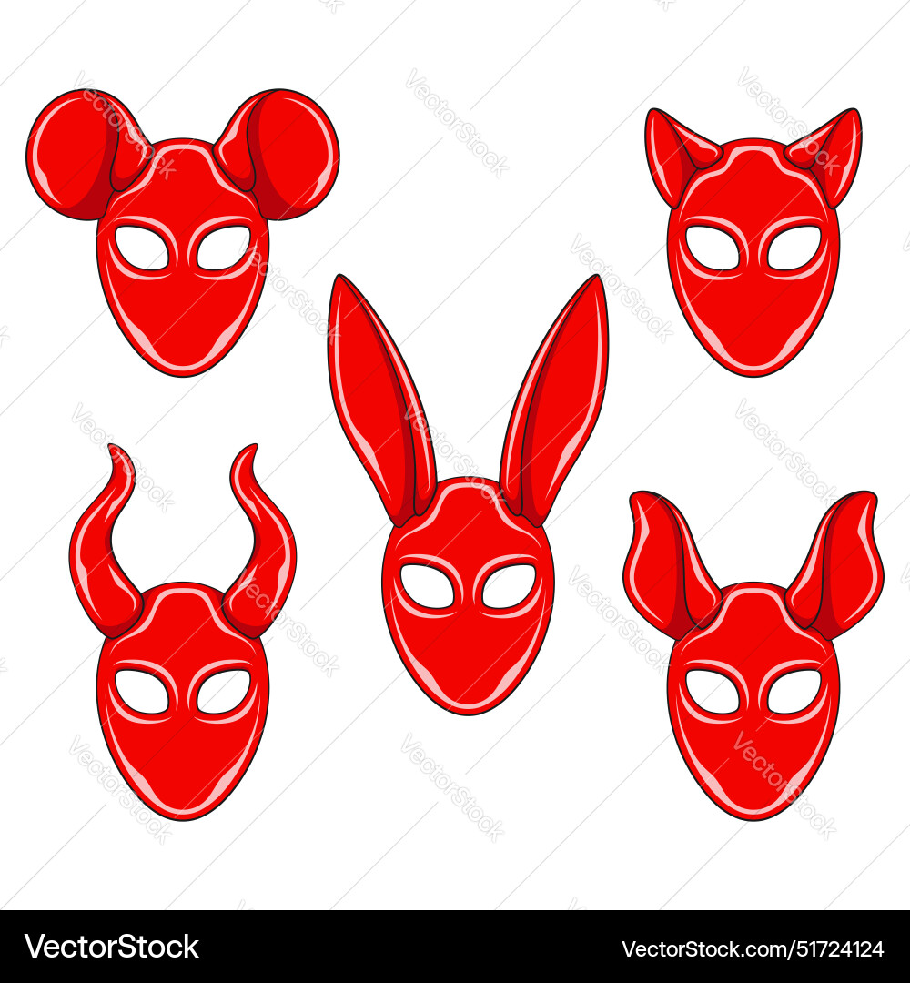 Set of color with red masks vector image