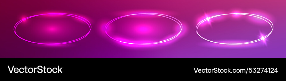 Set of neon double frames with shining effects Set of neon double frames with shining effects Vector Image