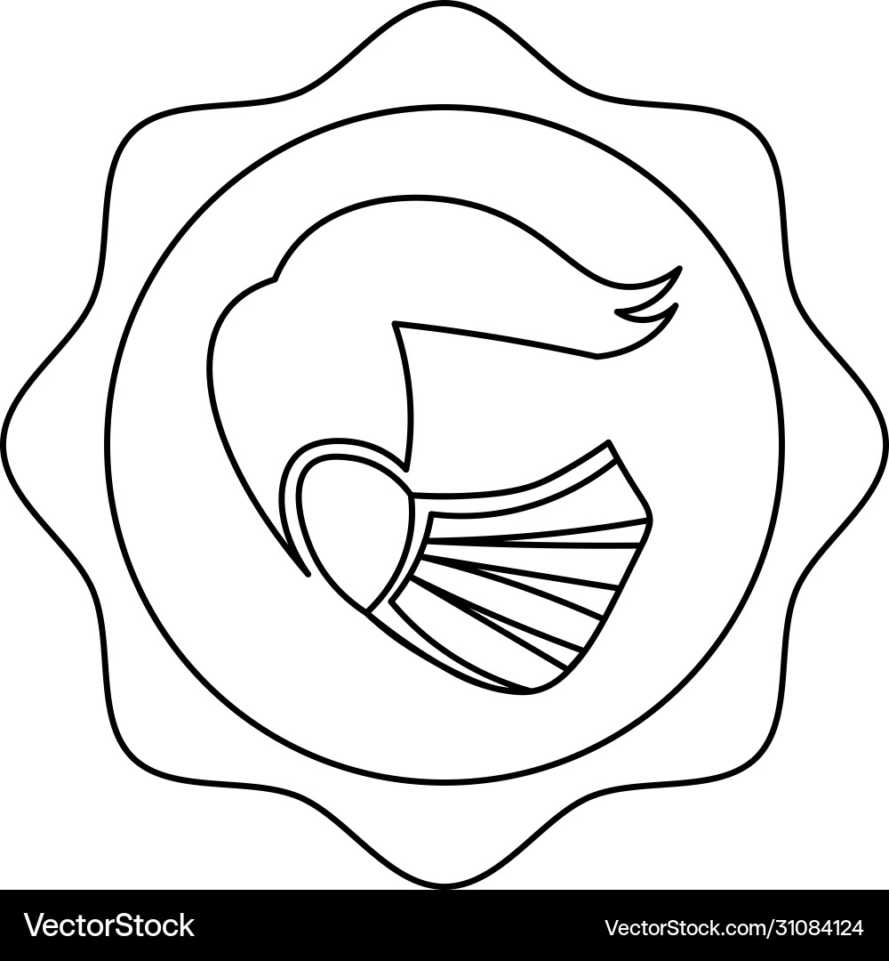 Simple linear icon with profile man wearing Vector Image